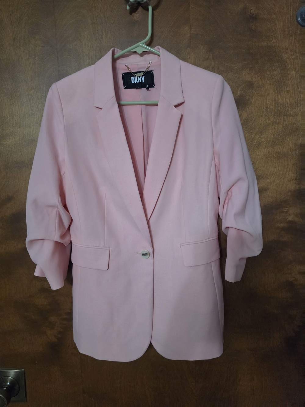 DKNY Light Pink Tailored Single-Button Blazer